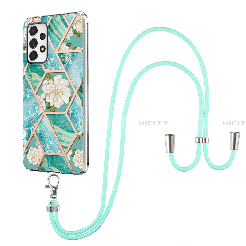 Coque Silicone Motif Fantaisie Souple Couleur Unie Etui Housse avec Laniere Strap Y02B pour Samsung Galaxy A13 4G Plus