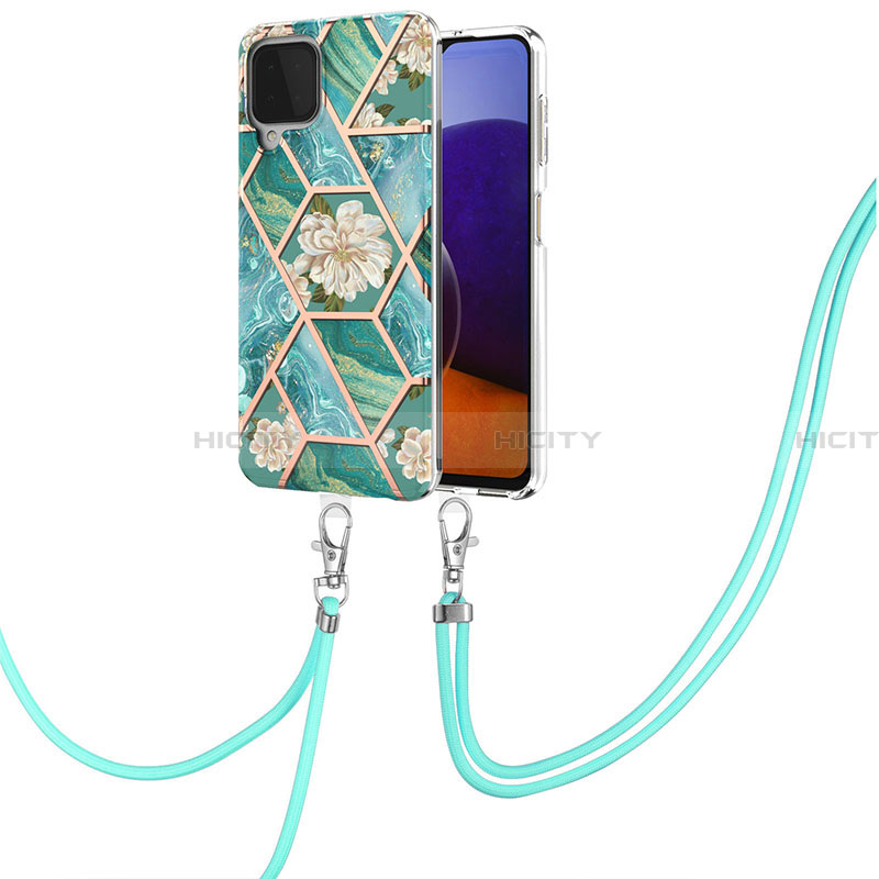 Coque Silicone Motif Fantaisie Souple Couleur Unie Etui Housse avec Laniere Strap Y02B pour Samsung Galaxy A22 4G Plus