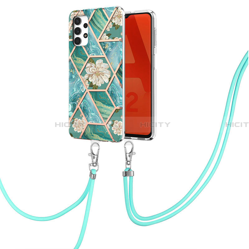 Coque Silicone Motif Fantaisie Souple Couleur Unie Etui Housse avec Laniere Strap Y02B pour Samsung Galaxy A32 5G Plus