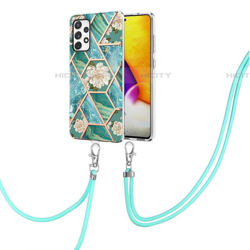 Coque Silicone Motif Fantaisie Souple Couleur Unie Etui Housse avec Laniere Strap Y02B pour Samsung Galaxy A72 4G Plus