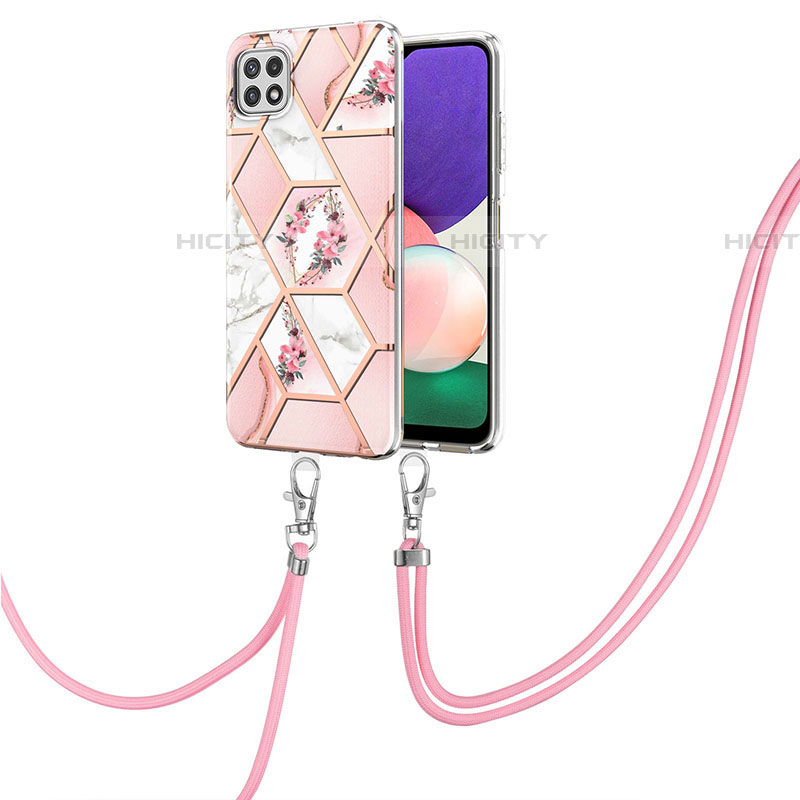 Coque Silicone Motif Fantaisie Souple Couleur Unie Etui Housse avec Laniere Strap Y02B pour Samsung Galaxy F42 5G Plus