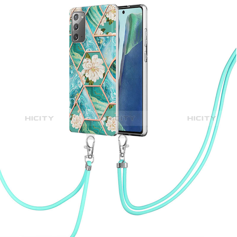 Coque Silicone Motif Fantaisie Souple Couleur Unie Etui Housse avec Laniere Strap Y02B pour Samsung Galaxy Note 20 5G Plus