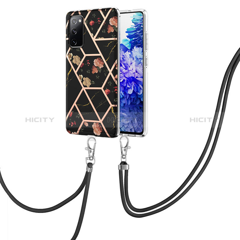 Coque Silicone Motif Fantaisie Souple Couleur Unie Etui Housse avec Laniere Strap Y02B pour Samsung Galaxy S20 FE 4G Plus