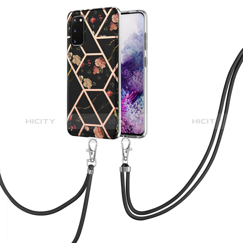 Coque Silicone Motif Fantaisie Souple Couleur Unie Etui Housse avec Laniere Strap Y02B pour Samsung Galaxy S20 Plus