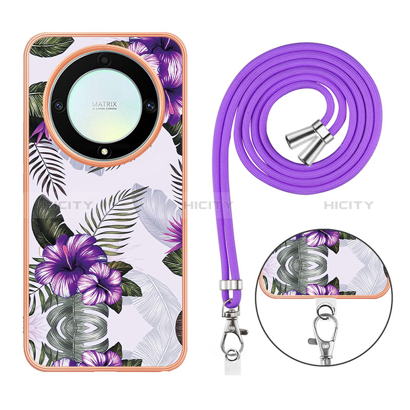 Coque Silicone Motif Fantaisie Souple Couleur Unie Etui Housse avec Laniere Strap Y03B pour Huawei Honor Magic5 Lite 5G Plus