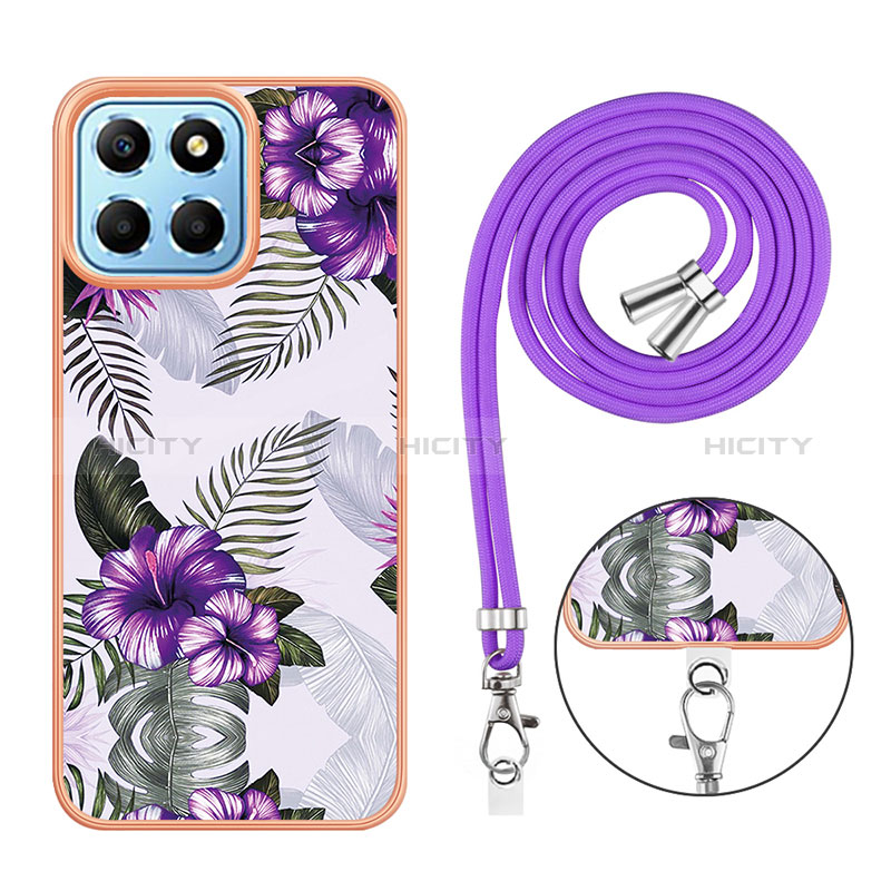 Coque Silicone Motif Fantaisie Souple Couleur Unie Etui Housse avec Laniere Strap Y03B pour Huawei Honor X6S Plus