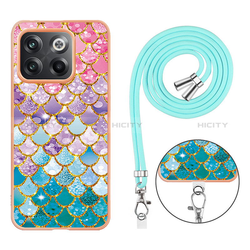 Coque Silicone Motif Fantaisie Souple Couleur Unie Etui Housse avec Laniere Strap Y03B pour OnePlus 10T 5G Plus