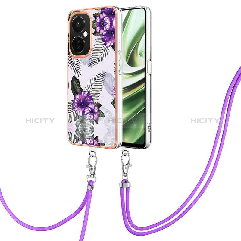 Coque Silicone Motif Fantaisie Souple Couleur Unie Etui Housse avec Laniere Strap Y03B pour OnePlus Nord CE 3 5G Plus