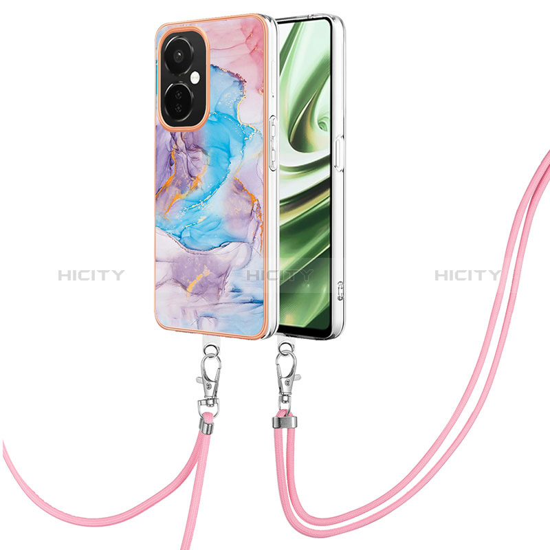 Coque Silicone Motif Fantaisie Souple Couleur Unie Etui Housse avec Laniere Strap Y03B pour OnePlus Nord CE 3 5G Plus