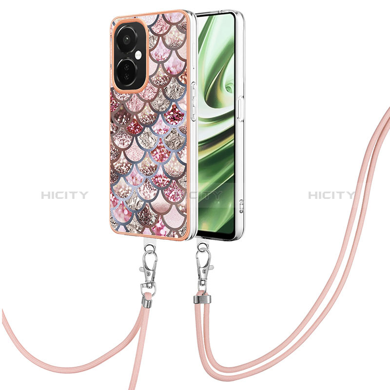 Coque Silicone Motif Fantaisie Souple Couleur Unie Etui Housse avec Laniere Strap Y03B pour OnePlus Nord CE 3 5G Plus