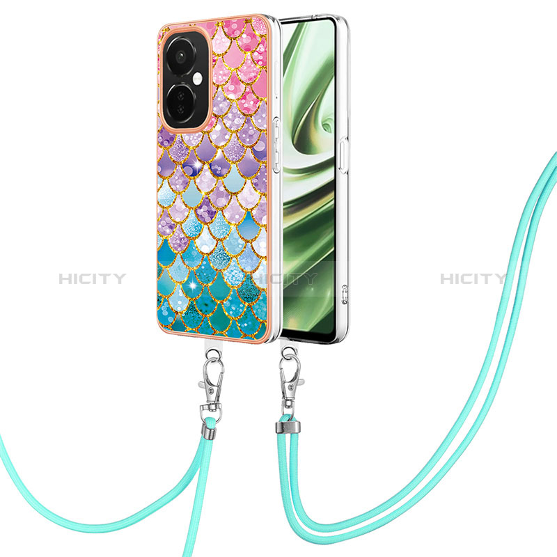 Coque Silicone Motif Fantaisie Souple Couleur Unie Etui Housse avec Laniere Strap Y03B pour OnePlus Nord CE 3 Lite 5G Plus