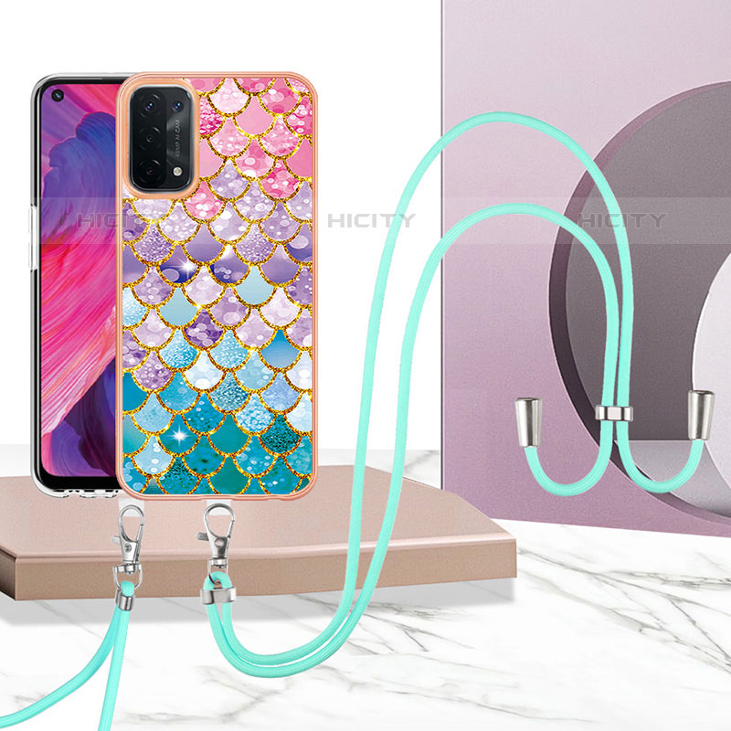 Coque Silicone Motif Fantaisie Souple Couleur Unie Etui Housse avec Laniere Strap Y03B pour OnePlus Nord N200 5G Plus