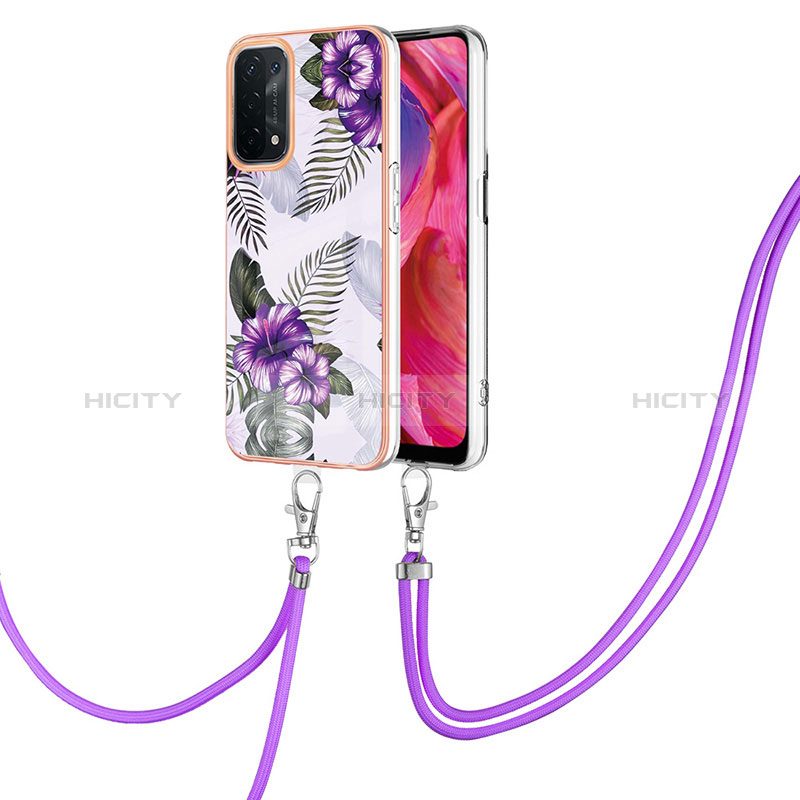 Coque Silicone Motif Fantaisie Souple Couleur Unie Etui Housse avec Laniere Strap Y03B pour Oppo A54 5G Plus