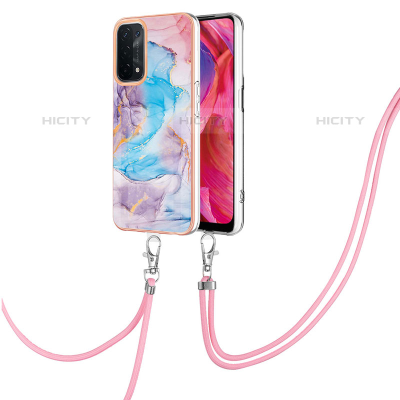 Coque Silicone Motif Fantaisie Souple Couleur Unie Etui Housse avec Laniere Strap Y03B pour Oppo A93 5G Plus