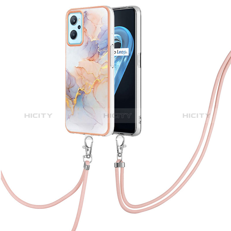 Coque Silicone Motif Fantaisie Souple Couleur Unie Etui Housse avec Laniere Strap Y03B pour Oppo A96 4G Plus