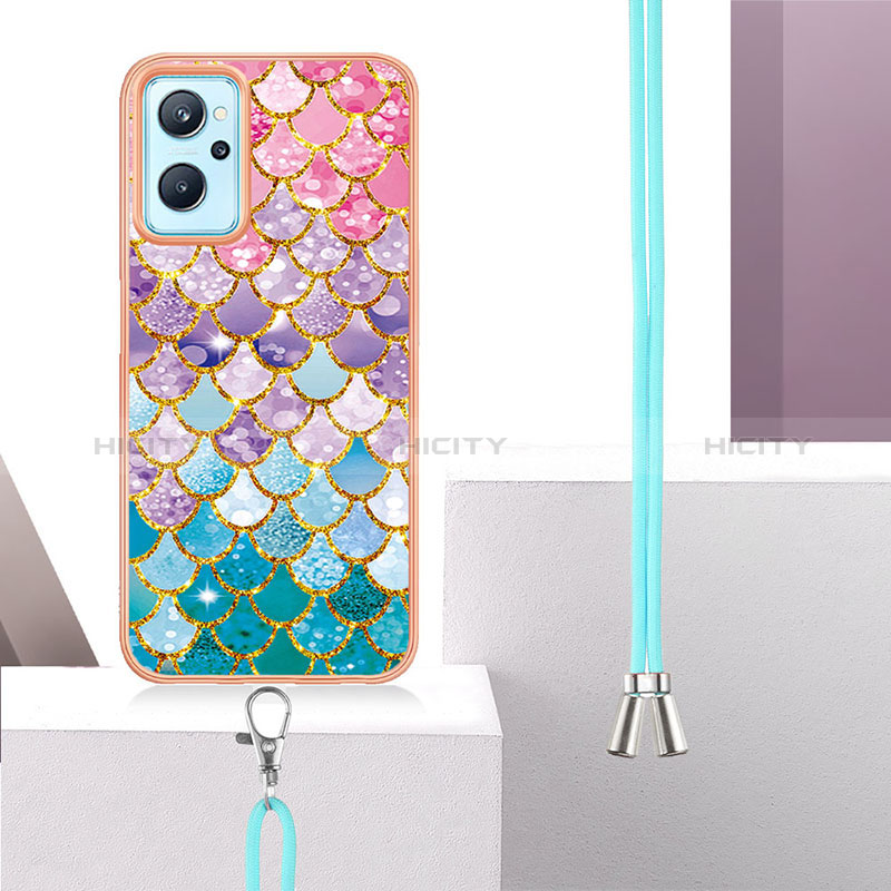 Coque Silicone Motif Fantaisie Souple Couleur Unie Etui Housse avec Laniere Strap Y03B pour Oppo A96 4G Plus