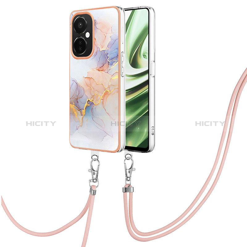 Coque Silicone Motif Fantaisie Souple Couleur Unie Etui Housse avec Laniere Strap Y03B pour Oppo K11x 5G Plus