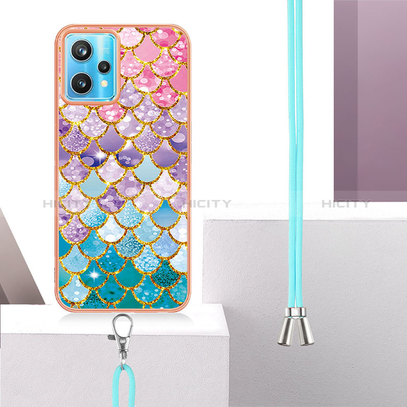 Coque Silicone Motif Fantaisie Souple Couleur Unie Etui Housse avec Laniere Strap Y03B pour Realme 9 5G Plus