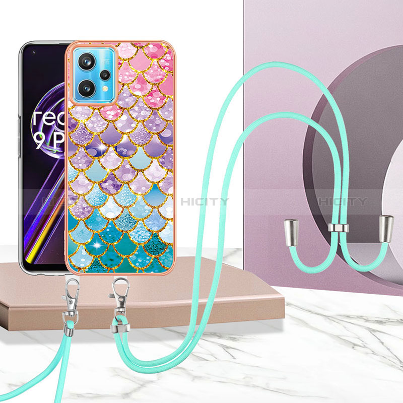 Coque Silicone Motif Fantaisie Souple Couleur Unie Etui Housse avec Laniere Strap Y03B pour Realme Q5 5G Plus