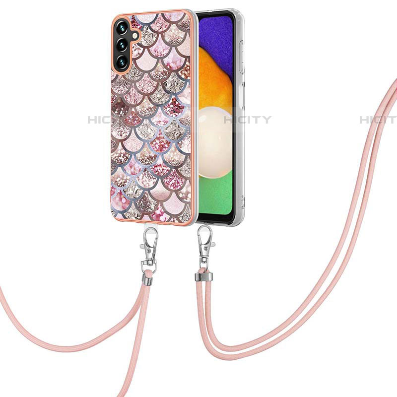 Coque Silicone Motif Fantaisie Souple Couleur Unie Etui Housse avec Laniere Strap Y03B pour Samsung Galaxy A04s Plus