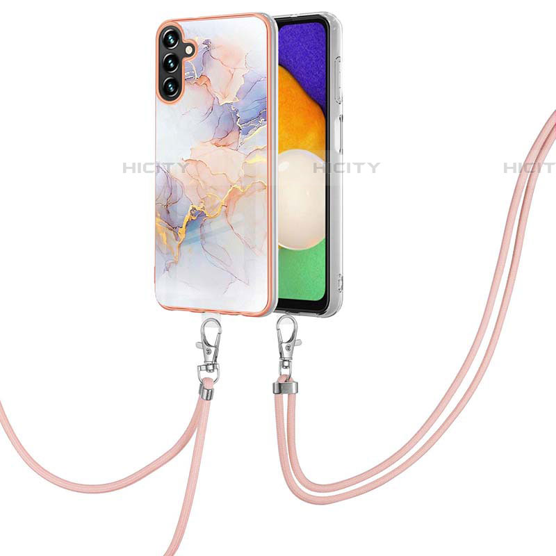 Coque Silicone Motif Fantaisie Souple Couleur Unie Etui Housse avec Laniere Strap Y03B pour Samsung Galaxy A04s Plus