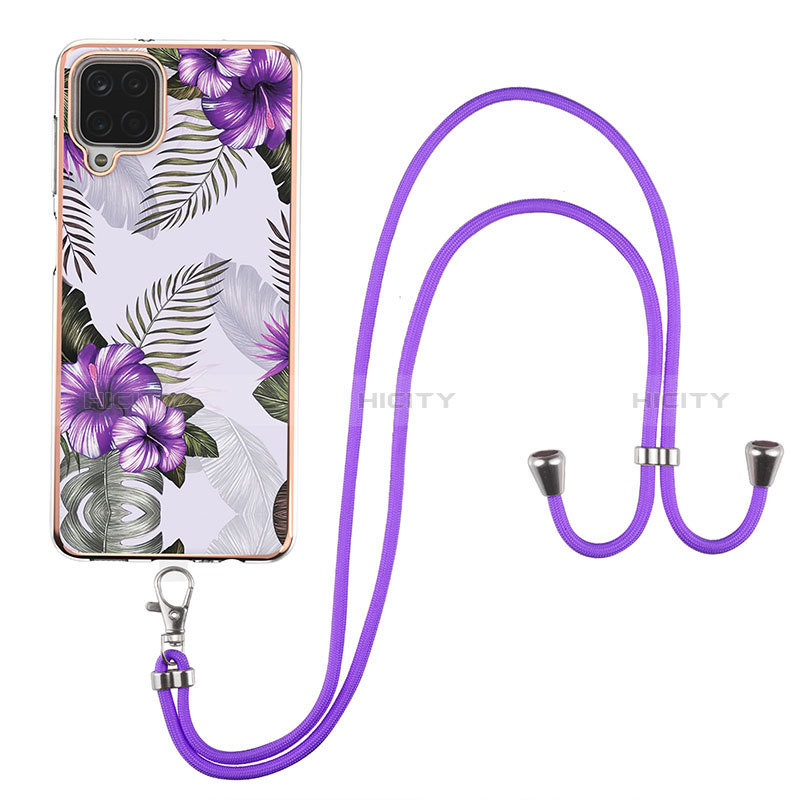 Coque Silicone Motif Fantaisie Souple Couleur Unie Etui Housse avec Laniere Strap Y03B pour Samsung Galaxy A12 Nacho Plus