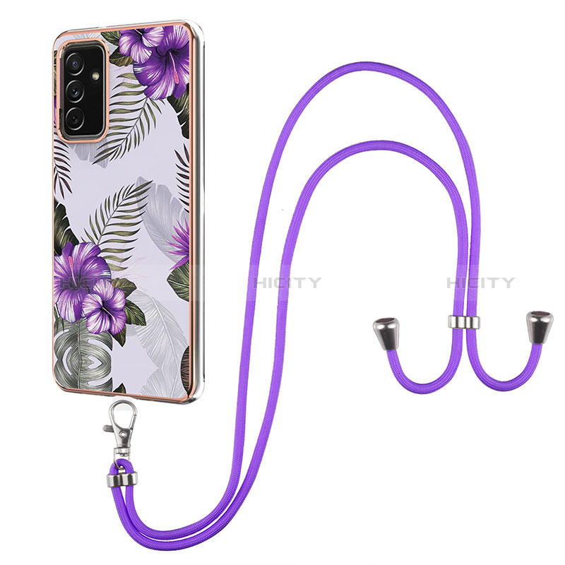 Coque Silicone Motif Fantaisie Souple Couleur Unie Etui Housse avec Laniere Strap Y03B pour Samsung Galaxy A15 4G Plus