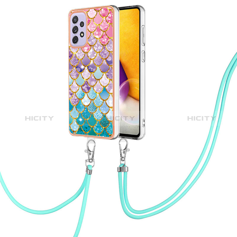 Coque Silicone Motif Fantaisie Souple Couleur Unie Etui Housse avec Laniere Strap Y03B pour Samsung Galaxy A23 5G Plus