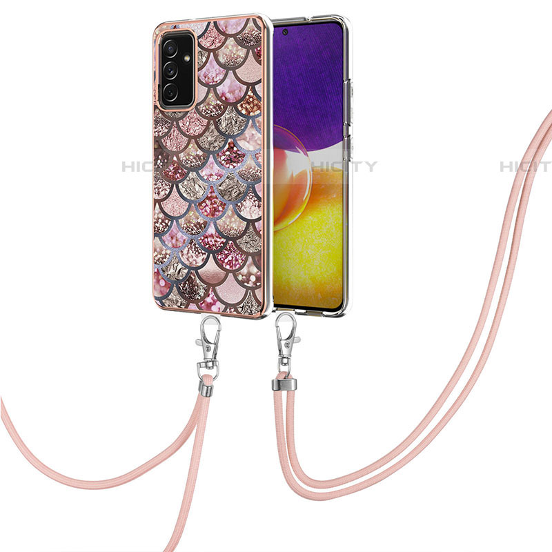 Coque Silicone Motif Fantaisie Souple Couleur Unie Etui Housse avec Laniere Strap Y03B pour Samsung Galaxy A25 5G Plus