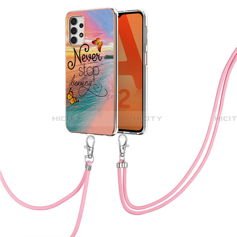 Coque Silicone Motif Fantaisie Souple Couleur Unie Etui Housse avec Laniere Strap Y03B pour Samsung Galaxy A32 4G Mixte Plus