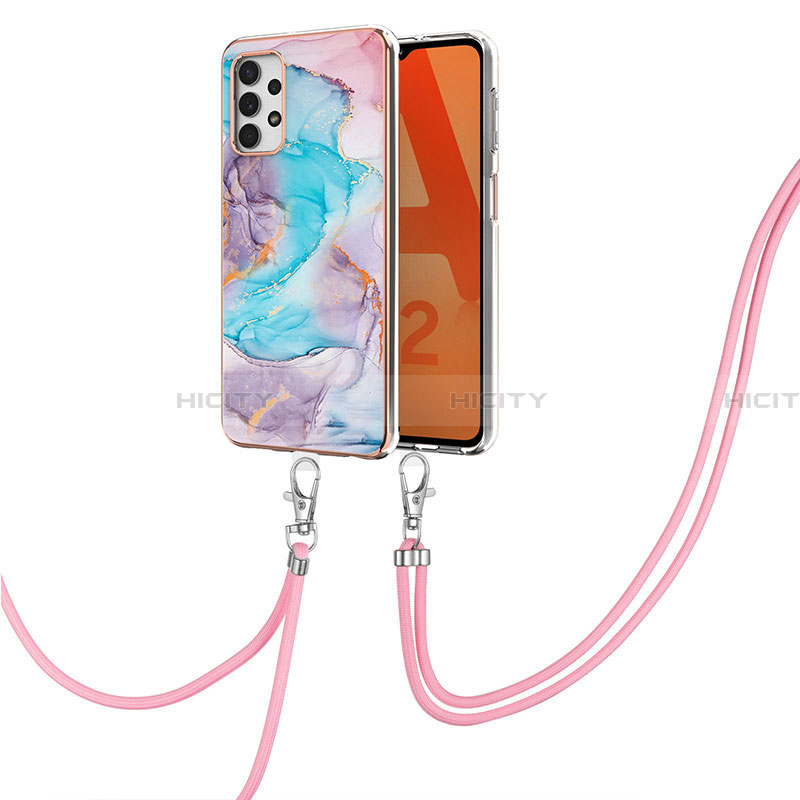 Coque Silicone Motif Fantaisie Souple Couleur Unie Etui Housse avec Laniere Strap Y03B pour Samsung Galaxy A32 4G Plus