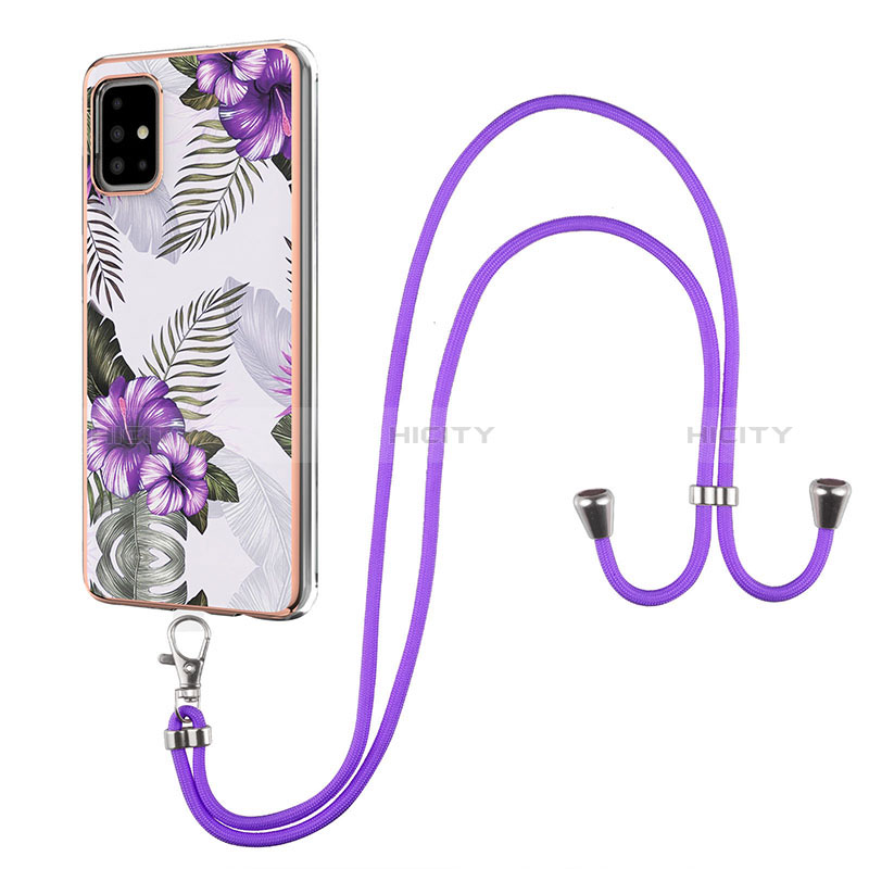 Coque Silicone Motif Fantaisie Souple Couleur Unie Etui Housse avec Laniere Strap Y03B pour Samsung Galaxy A51 5G Plus