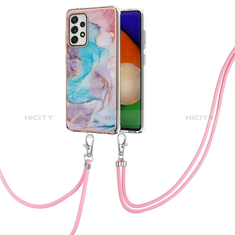 Coque Silicone Motif Fantaisie Souple Couleur Unie Etui Housse avec Laniere Strap Y03B pour Samsung Galaxy A52s 5G Plus