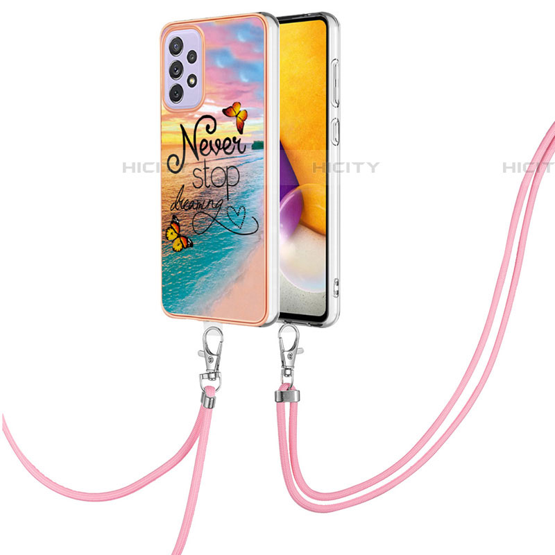 Coque Silicone Motif Fantaisie Souple Couleur Unie Etui Housse avec Laniere Strap Y03B pour Samsung Galaxy A53 5G Plus