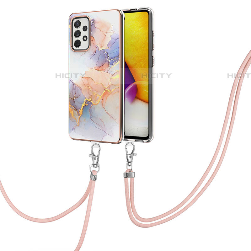 Coque Silicone Motif Fantaisie Souple Couleur Unie Etui Housse avec Laniere Strap Y03B pour Samsung Galaxy A72 4G Plus