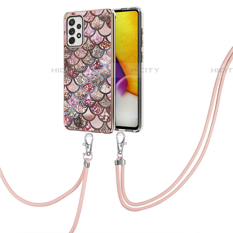 Coque Silicone Motif Fantaisie Souple Couleur Unie Etui Housse avec Laniere Strap Y03B pour Samsung Galaxy A72 5G Plus