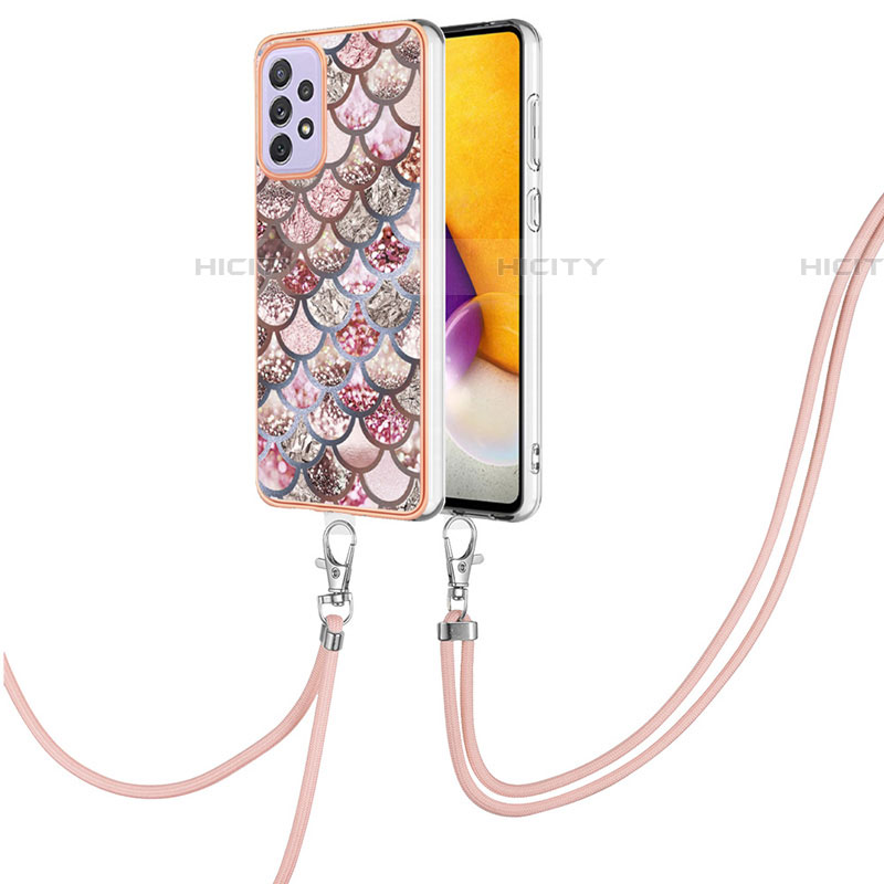 Coque Silicone Motif Fantaisie Souple Couleur Unie Etui Housse avec Laniere Strap Y03B pour Samsung Galaxy A73 5G Plus