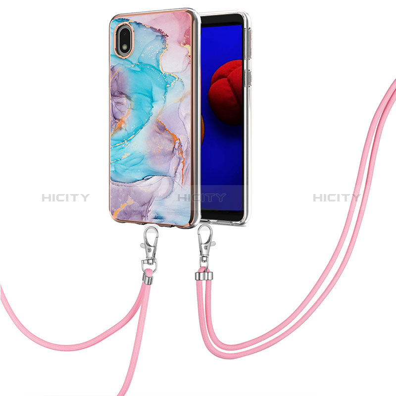 Coque Silicone Motif Fantaisie Souple Couleur Unie Etui Housse avec Laniere Strap Y03B pour Samsung Galaxy M01 Core Plus