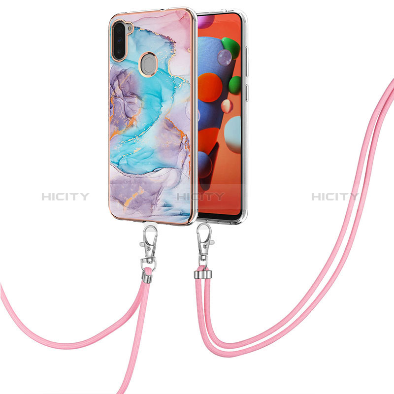 Coque Silicone Motif Fantaisie Souple Couleur Unie Etui Housse avec Laniere Strap Y03B pour Samsung Galaxy M11 Plus