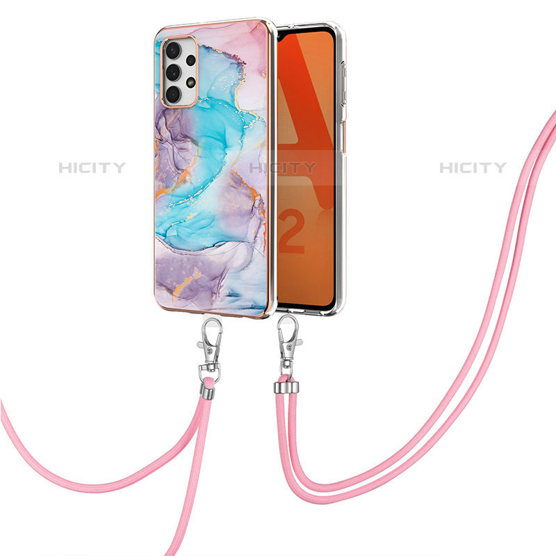 Coque Silicone Motif Fantaisie Souple Couleur Unie Etui Housse avec Laniere Strap Y03B pour Samsung Galaxy M32 5G Plus