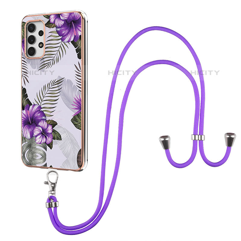 Coque Silicone Motif Fantaisie Souple Couleur Unie Etui Housse avec Laniere Strap Y03B pour Samsung Galaxy M32 5G Plus