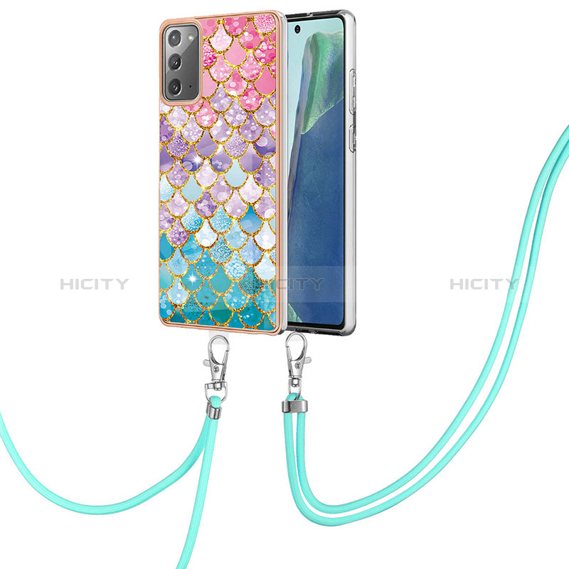 Coque Silicone Motif Fantaisie Souple Couleur Unie Etui Housse avec Laniere Strap Y03B pour Samsung Galaxy Note 20 5G Plus