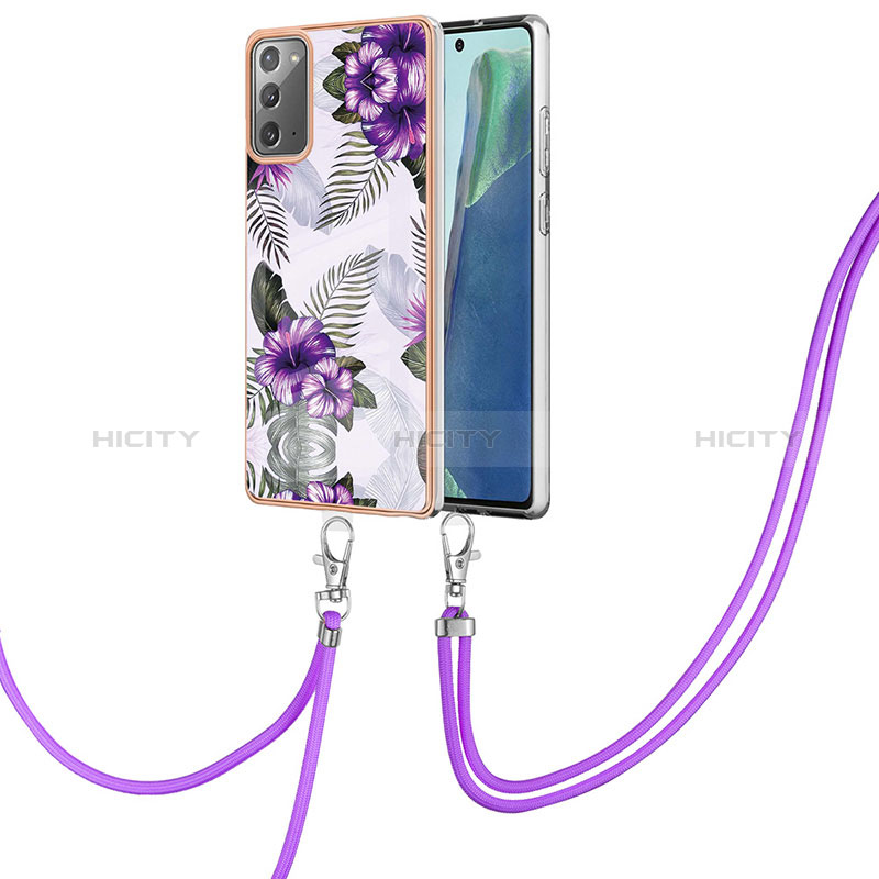 Coque Silicone Motif Fantaisie Souple Couleur Unie Etui Housse avec Laniere Strap Y03B pour Samsung Galaxy Note 20 5G Plus