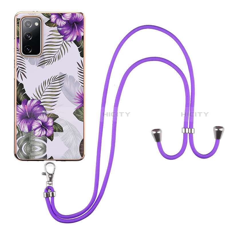 Coque Silicone Motif Fantaisie Souple Couleur Unie Etui Housse avec Laniere Strap Y03B pour Samsung Galaxy S20 FE 4G Plus