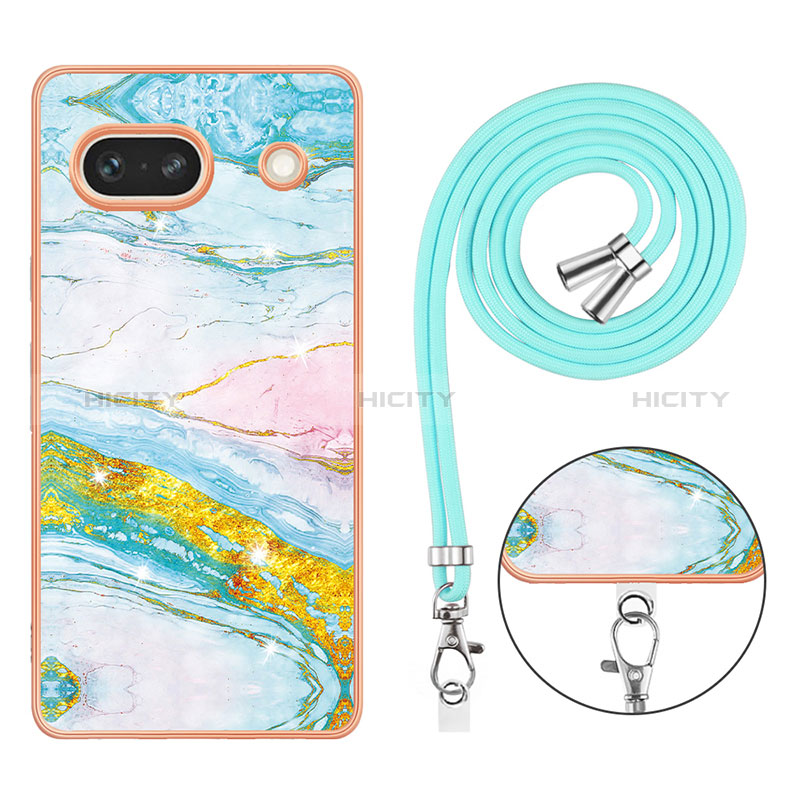 Coque Silicone Motif Fantaisie Souple Couleur Unie Etui Housse avec Laniere Strap Y05B pour Google Pixel 7a 5G Plus