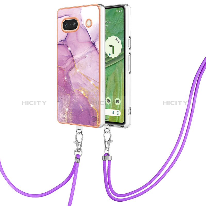 Coque Silicone Motif Fantaisie Souple Couleur Unie Etui Housse avec Laniere Strap Y05B pour Google Pixel 7a 5G Plus