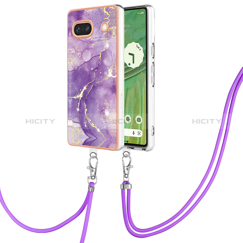 Coque Silicone Motif Fantaisie Souple Couleur Unie Etui Housse avec Laniere Strap Y05B pour Google Pixel 7a 5G Plus