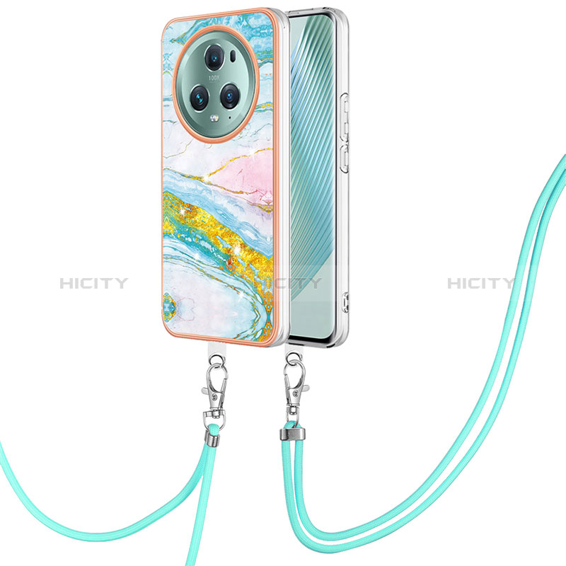 Coque Silicone Motif Fantaisie Souple Couleur Unie Etui Housse avec Laniere Strap Y05B pour Huawei Honor Magic5 Pro 5G Colorful Plus