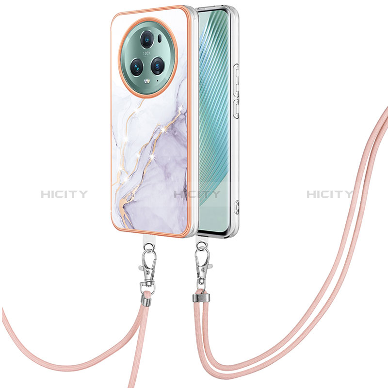 Coque Silicone Motif Fantaisie Souple Couleur Unie Etui Housse avec Laniere Strap Y05B pour Huawei Honor Magic5 Pro 5G Plus