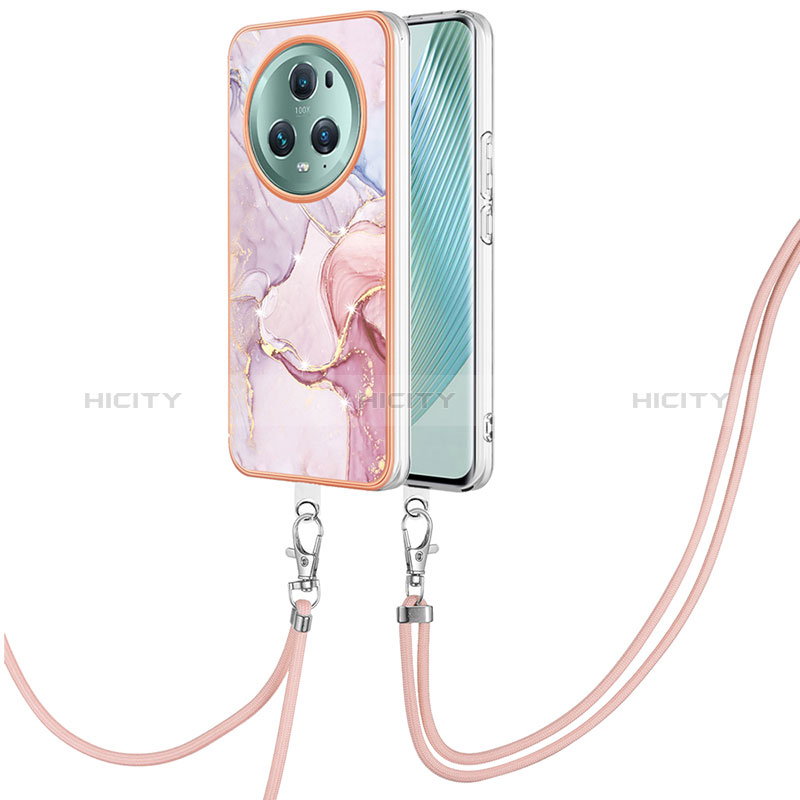 Coque Silicone Motif Fantaisie Souple Couleur Unie Etui Housse avec Laniere Strap Y05B pour Huawei Honor Magic5 Pro 5G Plus